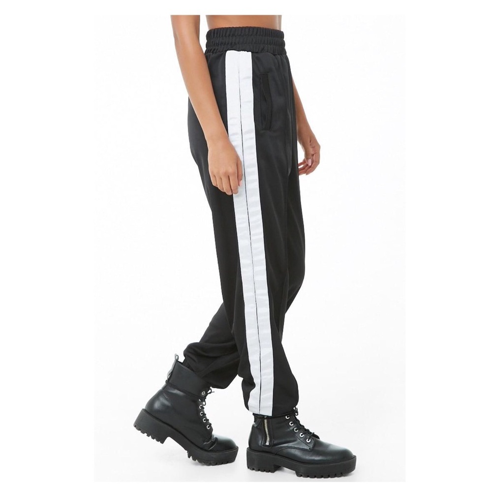 Black White Striped Trim Joggers